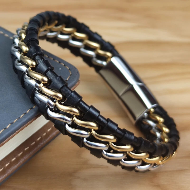 YKRON Genuine Leather Chain Bracelet