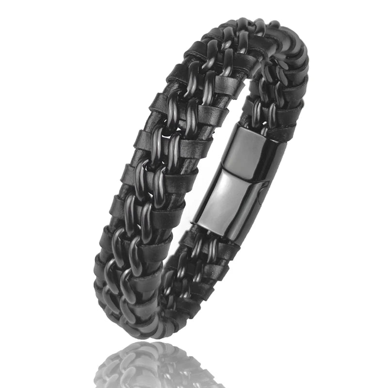 YKRON Genuine Leather Chain Bracelet