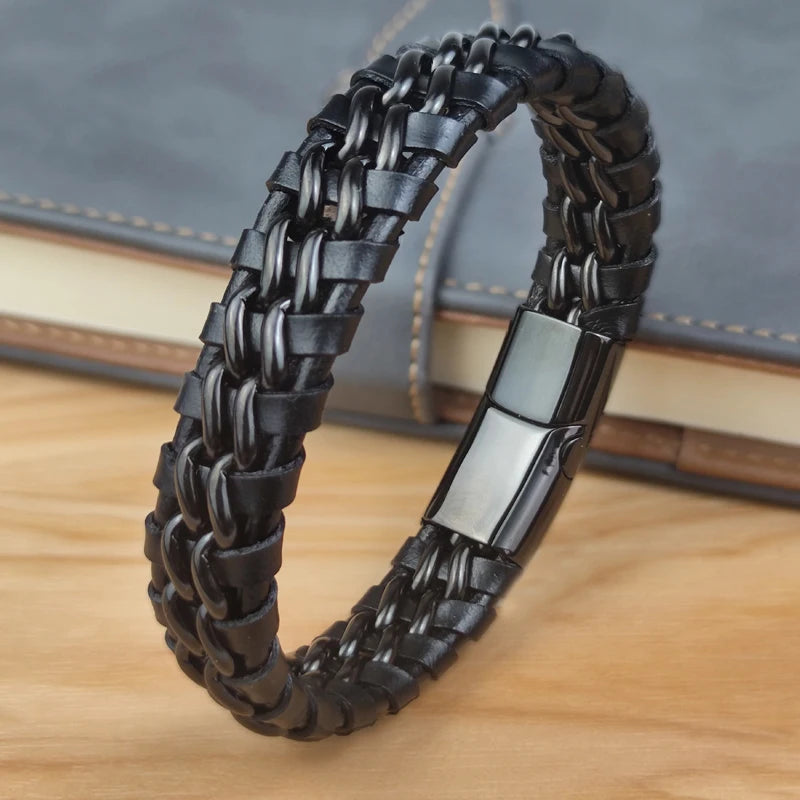 YKRON Genuine Leather Chain Bracelet