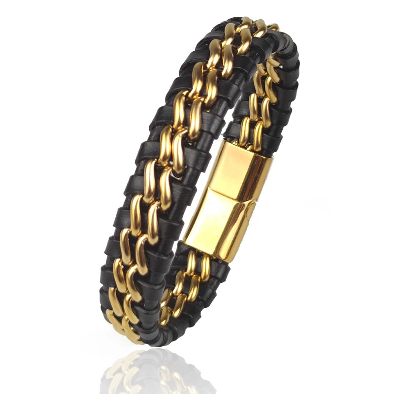 YKRON Genuine Leather Chain Bracelet