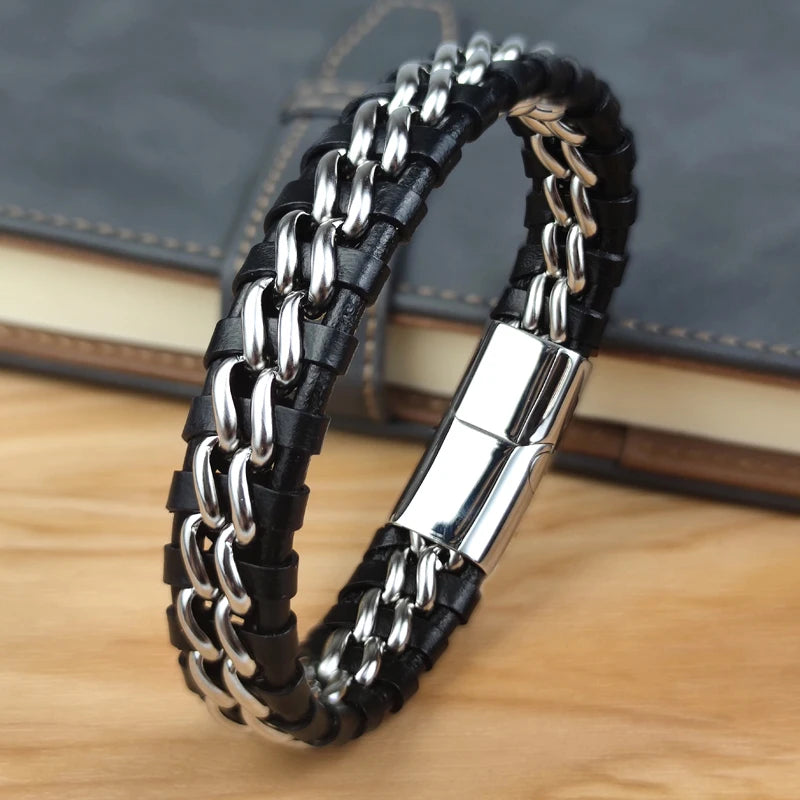 YKRON Genuine Leather Chain Bracelet