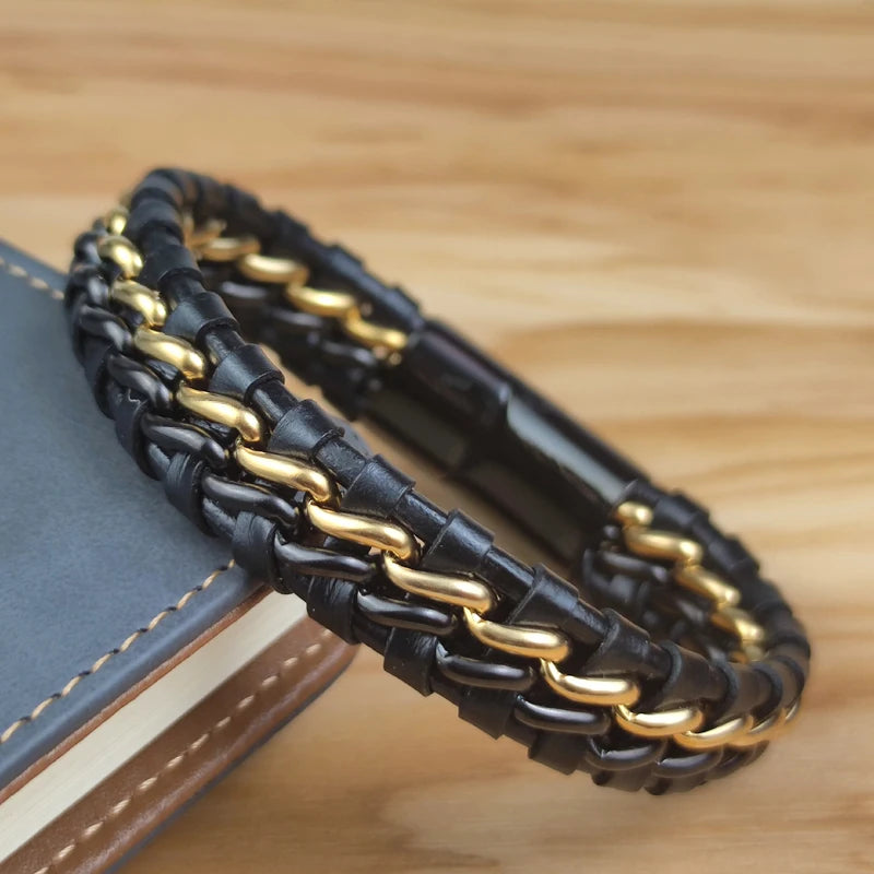 YKRON Genuine Leather Chain Bracelet
