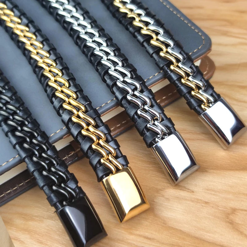 YKRON Genuine Leather Chain Bracelet