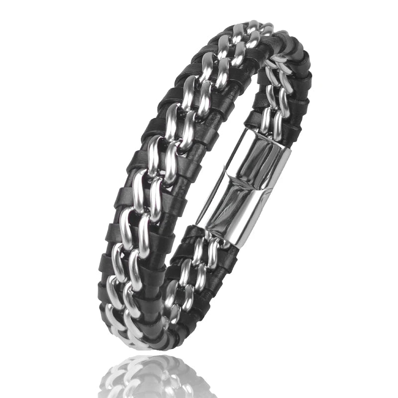 YKRON Genuine Leather Chain Bracelet