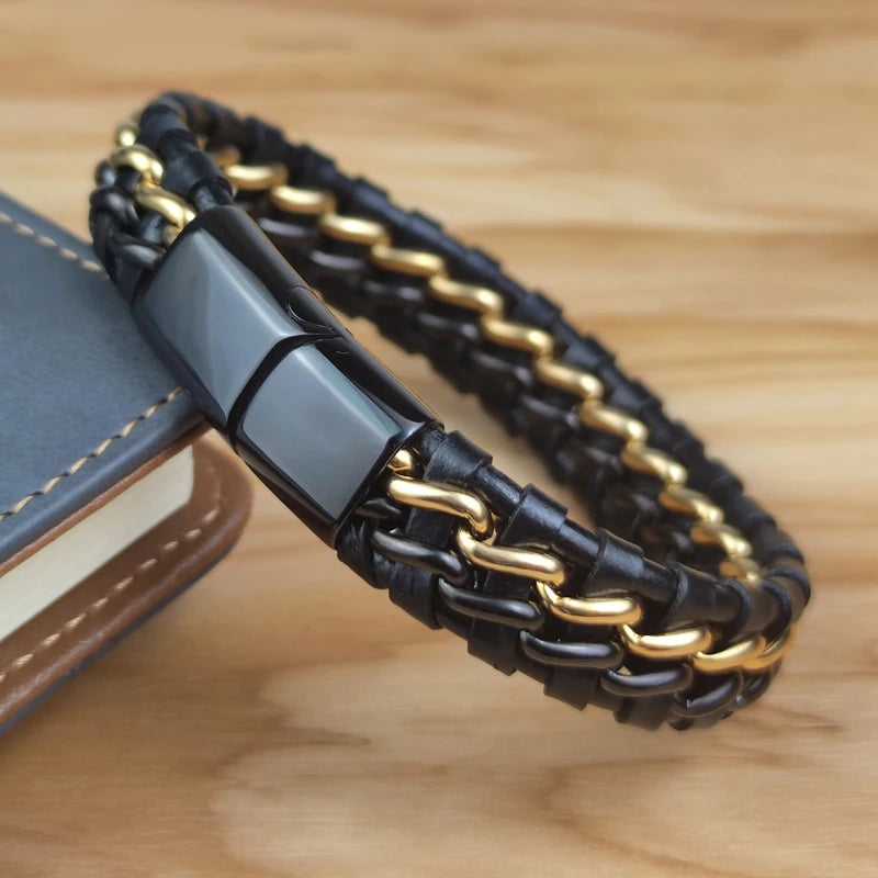 YKRON Genuine Leather Chain Bracelet