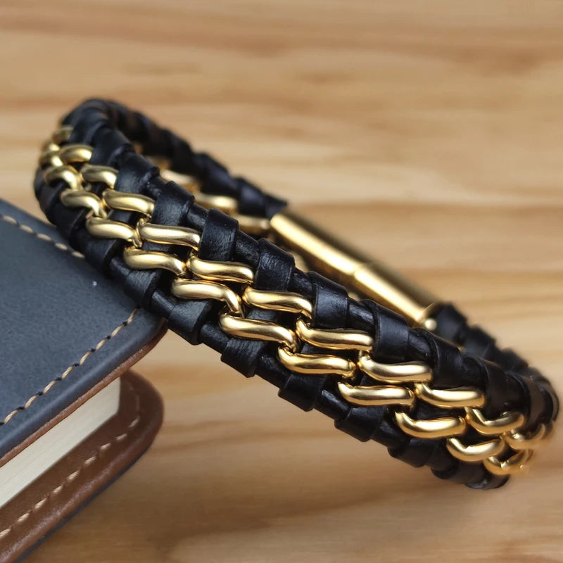 YKRON Genuine Leather Chain Bracelet