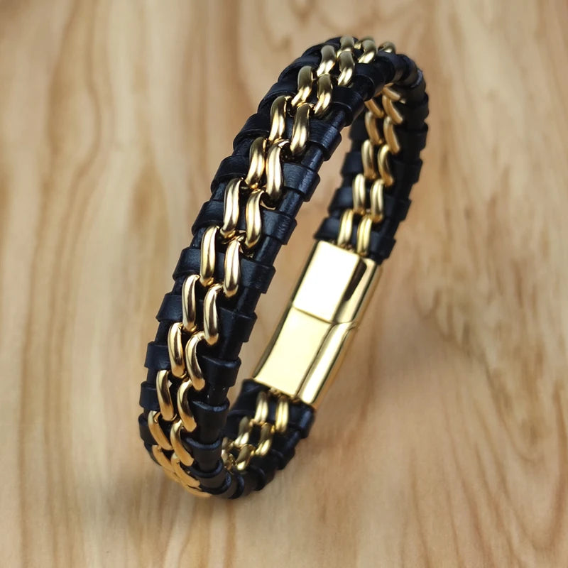YKRON Genuine Leather Chain Bracelet