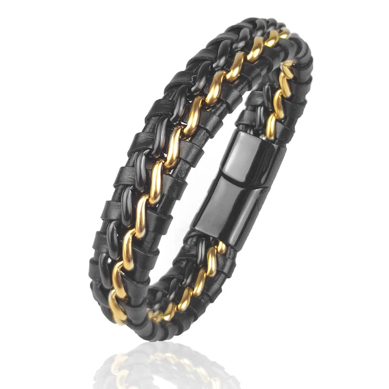 YKRON Genuine Leather Chain Bracelet
