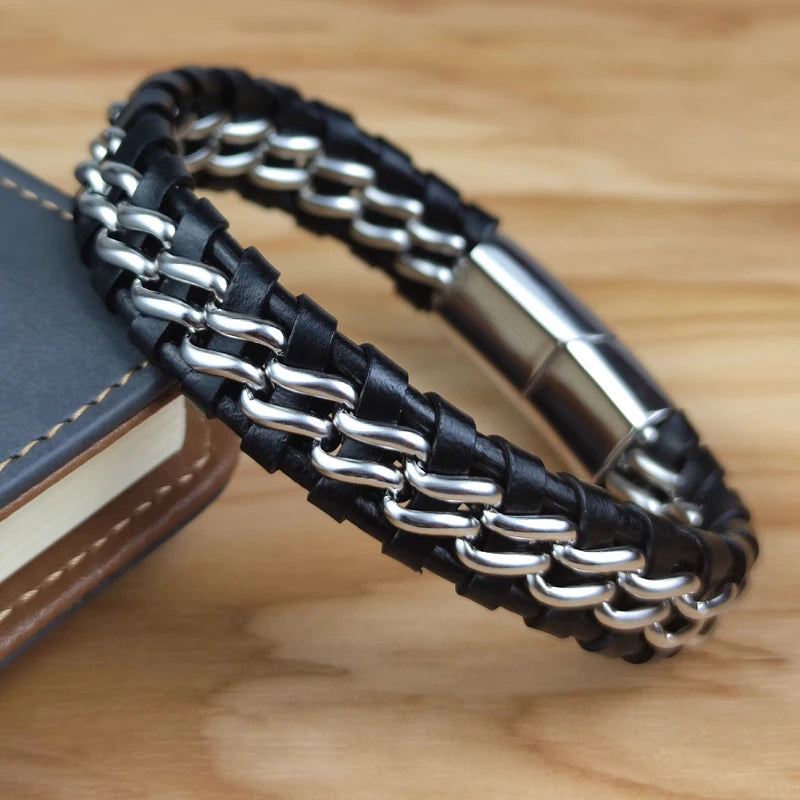 YKRON Genuine Leather Chain Bracelet