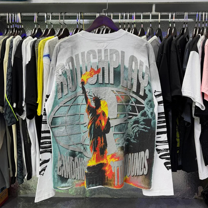 YKRON Rough Play Diamond Long Sleeve Oversized Tee