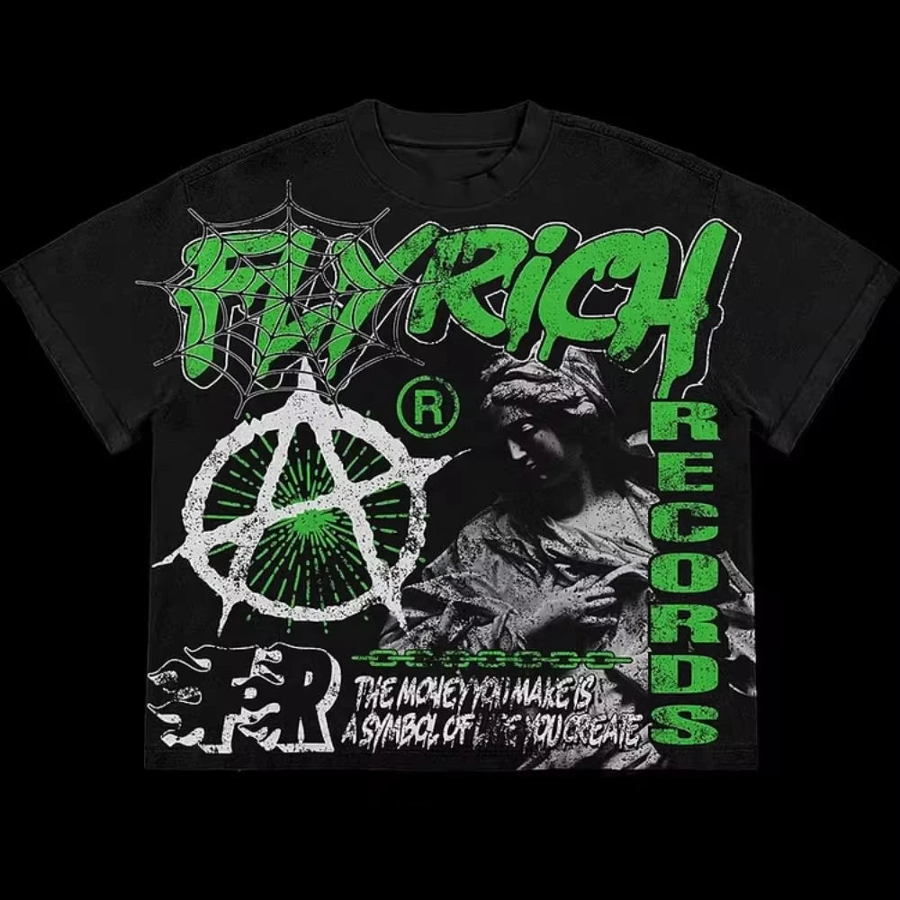 YKRON FlyRich Vintage Y2K Oversized Tee