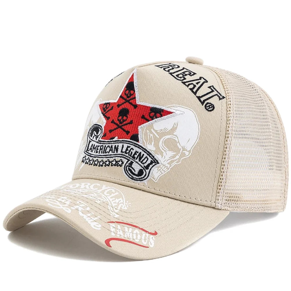 YKRON Punk Skull Crossbones Trucker Cap