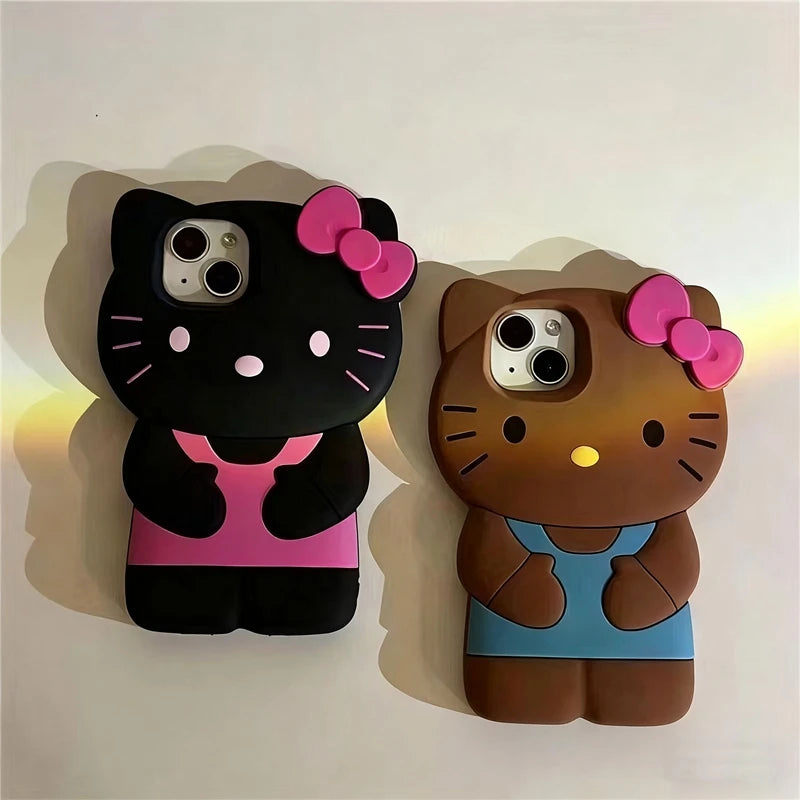 YKRON Bowknot Kitty 3D Silicone Phone Case