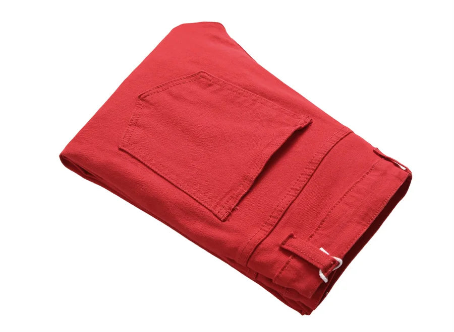 YKRON Y2K Distressed Red Hip Hop Jeans