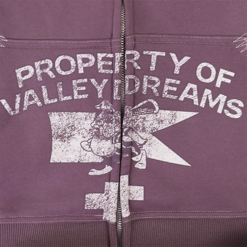 YKRON Vale Retro Embroidery Diamond Zip Hoodie