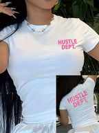 YKRON Hustle Dept Print Harajuku Y2K Tee