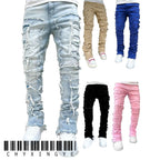 YKRON Ripped Stacked Slim Fit Jeans