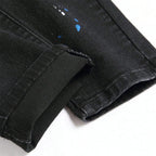 YKRON Y2K Ripped Slim Fit Black Jeans