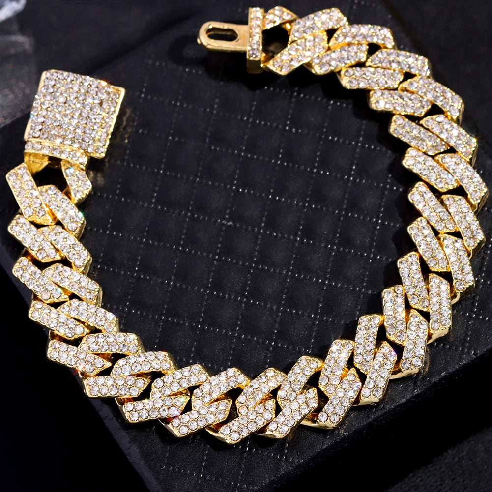 YKRON Iced Prong Cuban Chain Bracelet