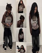 YKRON Harajuku Gothic Oversized Hoodie