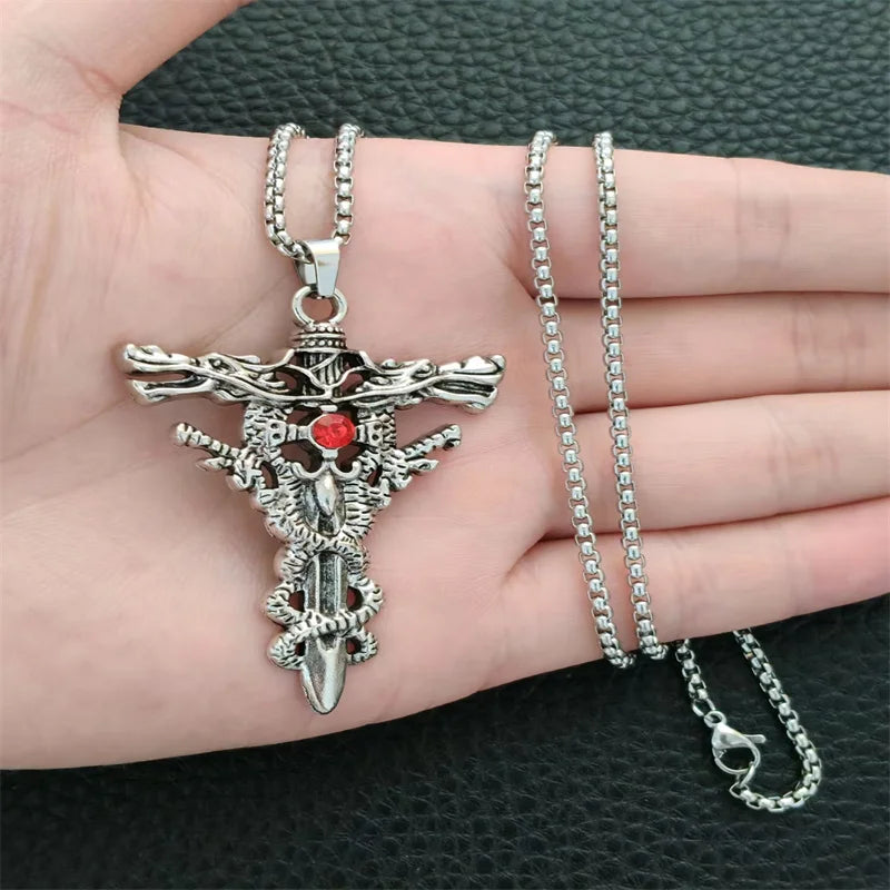 YKRON Retro Gothic Cross Hip Hop Necklace
