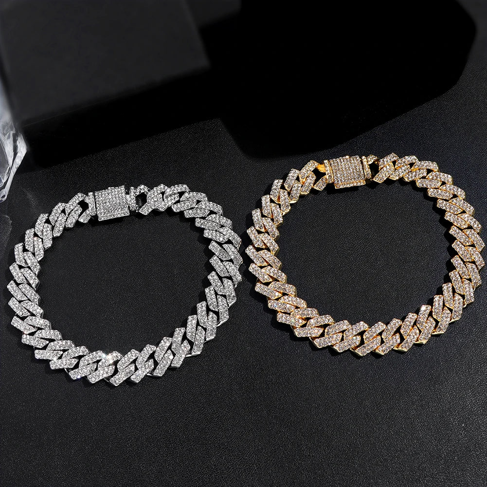 YKRON Iced Prong Cuban Chain Bracelet