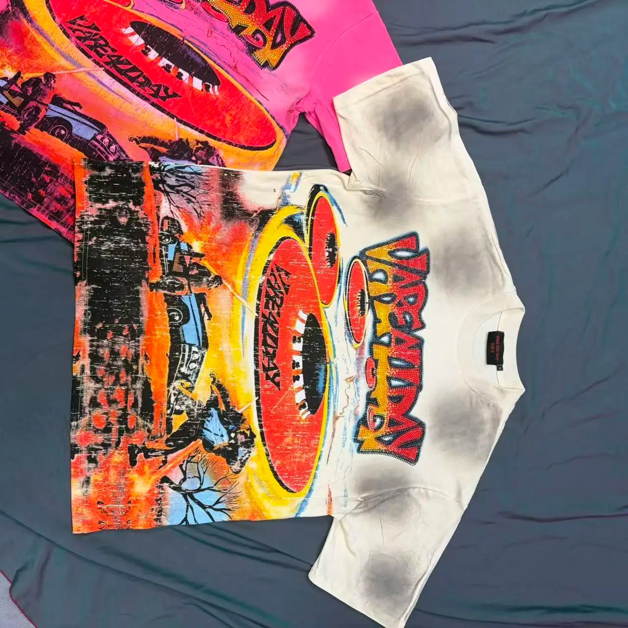 YKRON Rhinestone Letter Hip Hop Oversized Tee