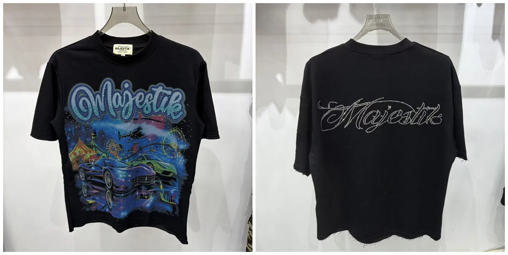 YKRON Majestik Rhinestone Print Hip Hop Tee