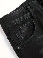 YKRON High Street Ripped Straight Leg Black Jeans