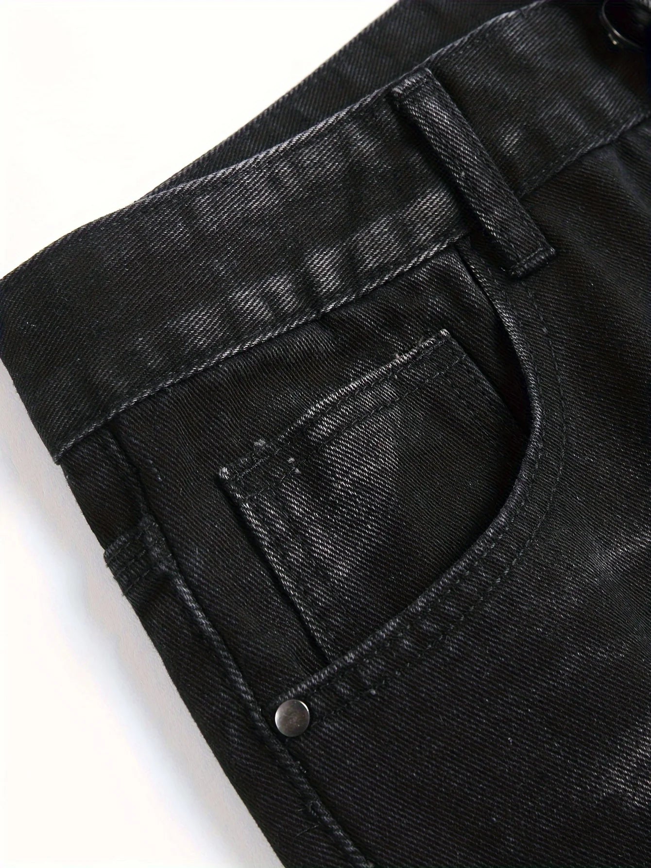 YKRON High Street Ripped Straight Leg Black Jeans
