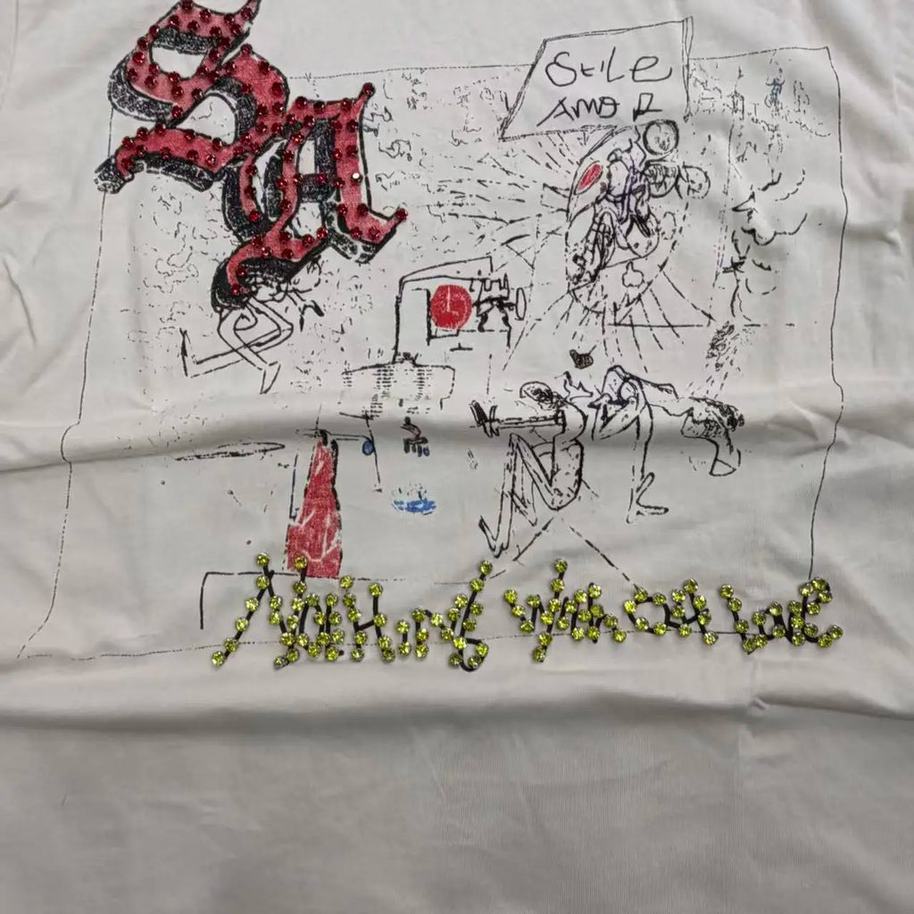 YKRON Shinning Diamond Letter Oversized Tee