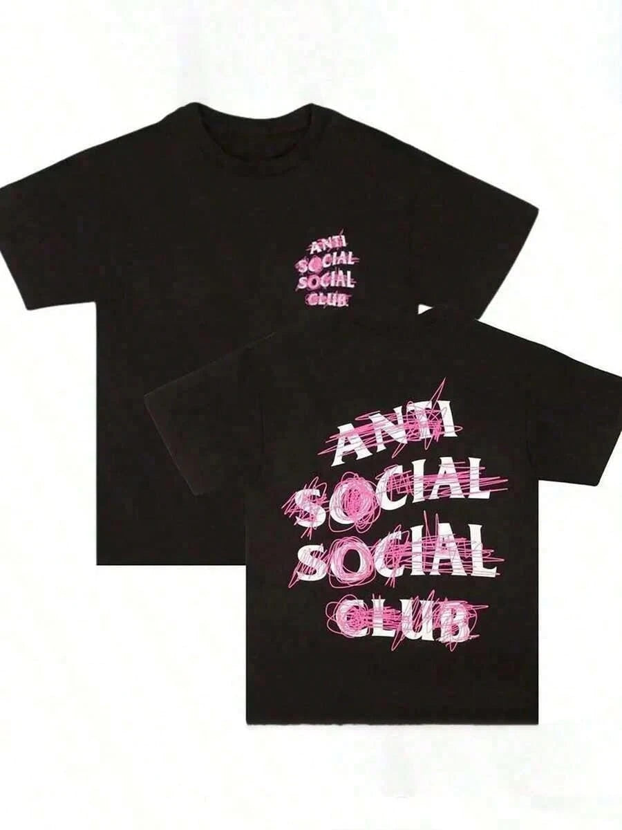 YKRON Anti Social Club Double Print Cotton Tee