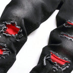 YKRON Y2K Ripped Slim Fit Black Jeans