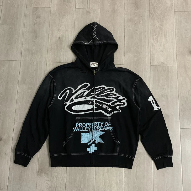 YKRON Vale Washed Ripped Knit Crewneck Sweater