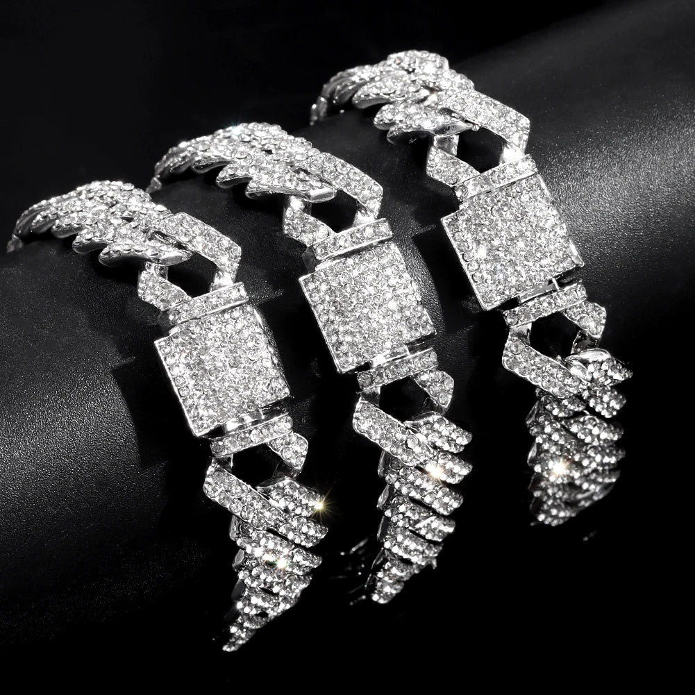 YKRON Iced Prong Cuban Chain Bracelet