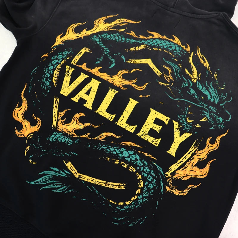 YKRON Vale Retro Embroidery Diamond Zip Hoodie