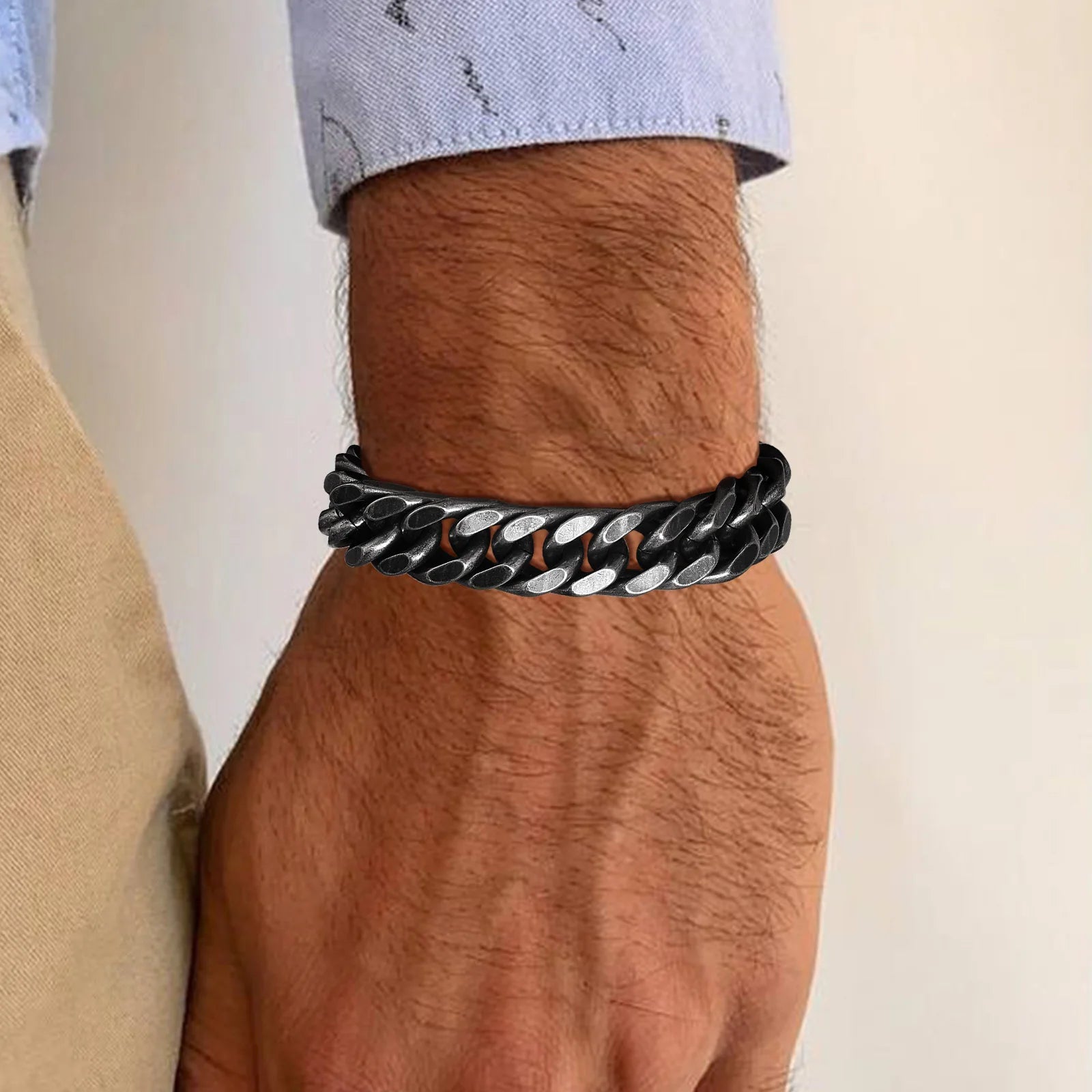 YKRON Heavy Cuban Stainless Steel Bracelet