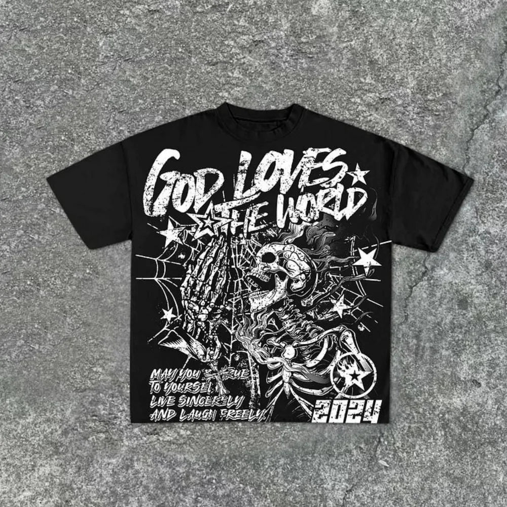 YKRON Skull Print Streetwear Tee