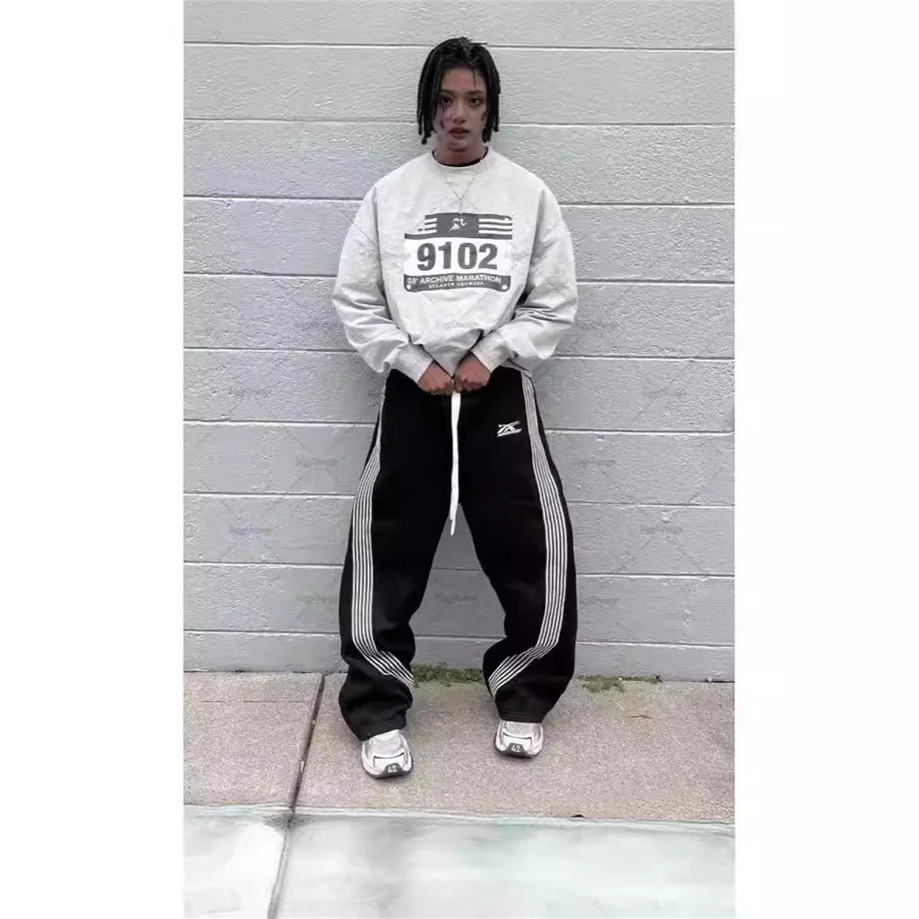 YKRON Y2K Gray Wide Leg Tactical Sweatpants