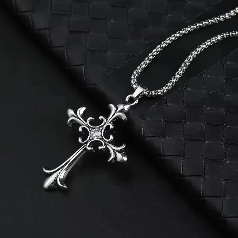 YKRON Retro Gothic Cross Hip Hop Necklace