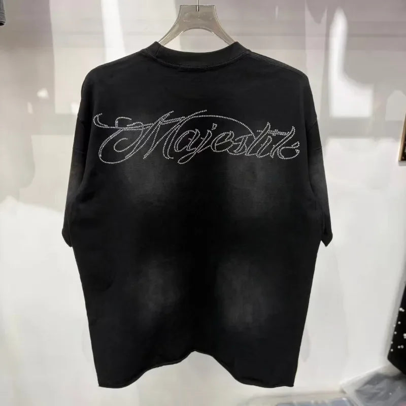 YKRON Majestik Rhinestone Print Hip Hop Tee