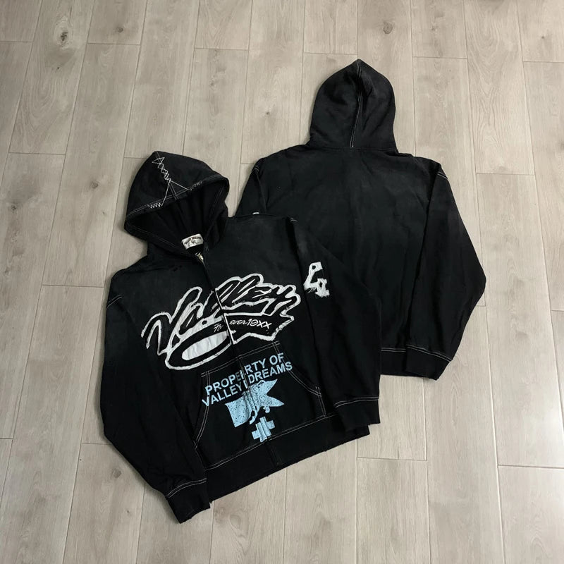 YKRON Vale Washed Ripped Knit Crewneck Sweater