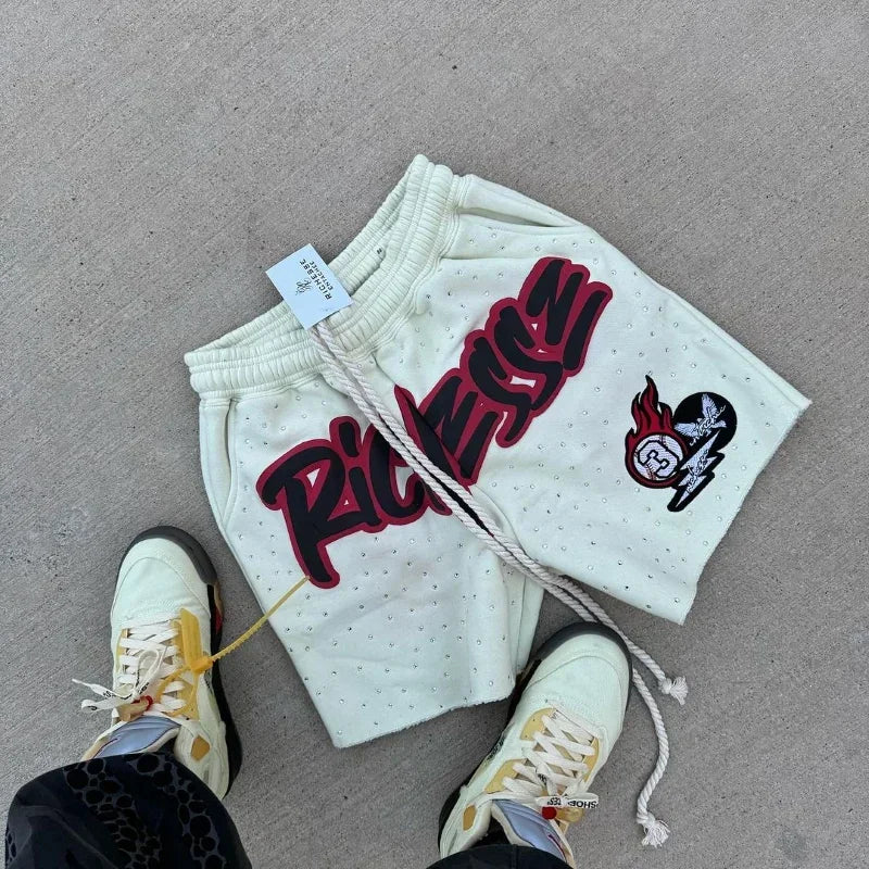 YKRON Y2K Rhinestone Letter Shorts