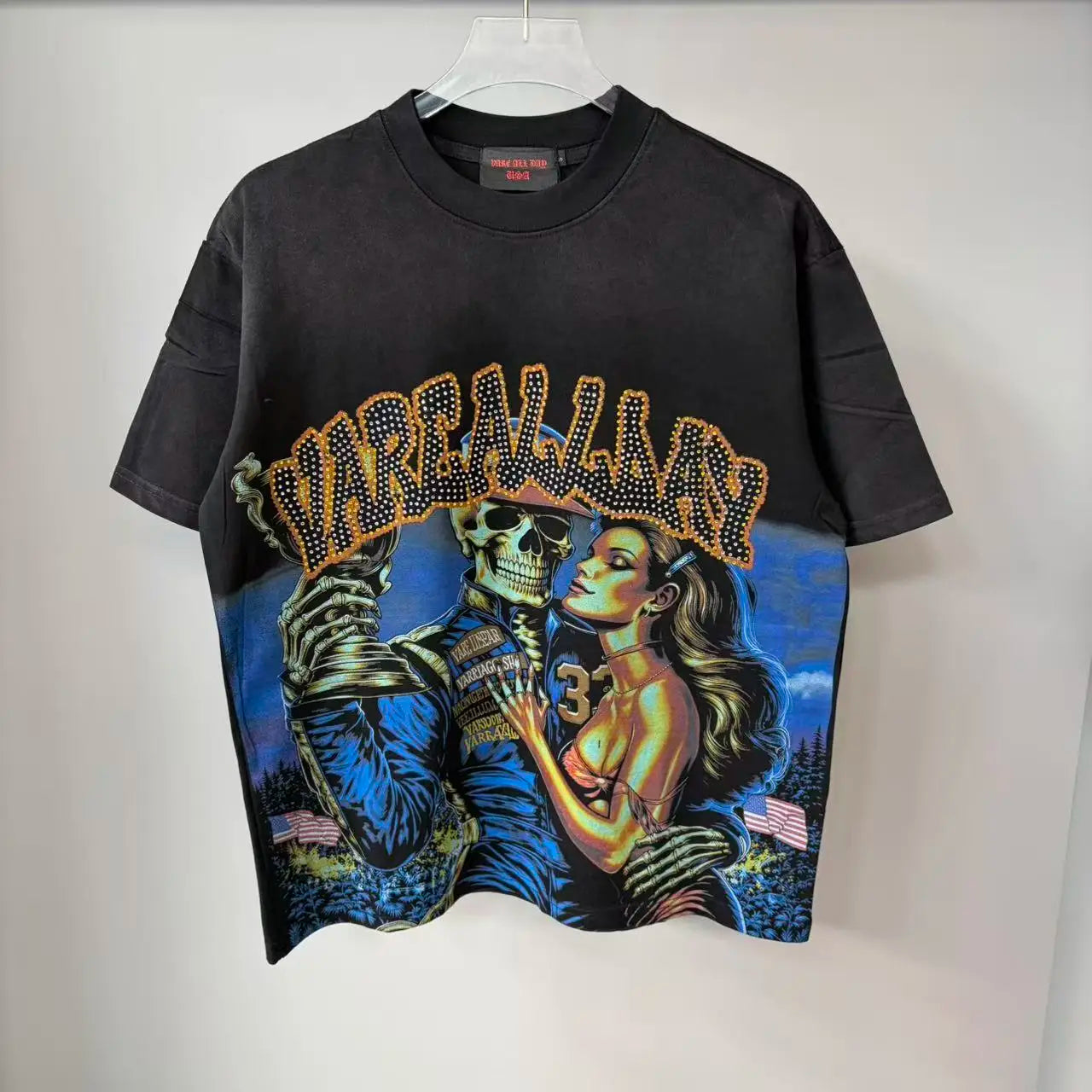 YKRON Rhinestone Diamond Baggy Streetwear Tee