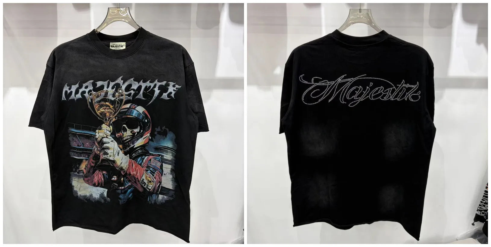 YKRON Majestik Rhinestone Print Hip Hop Tee