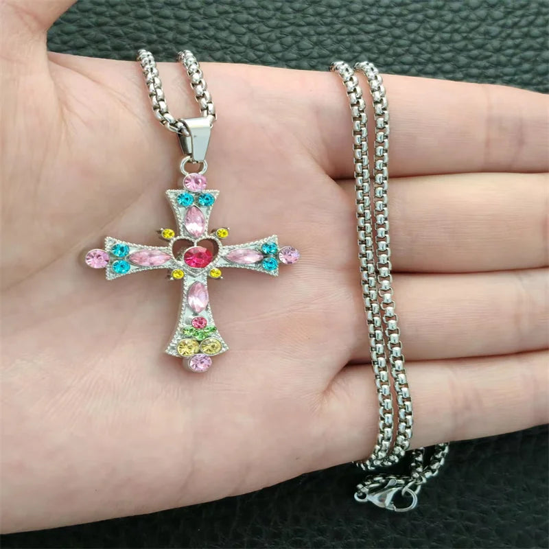 YKRON Retro Gothic Cross Hip Hop Necklace