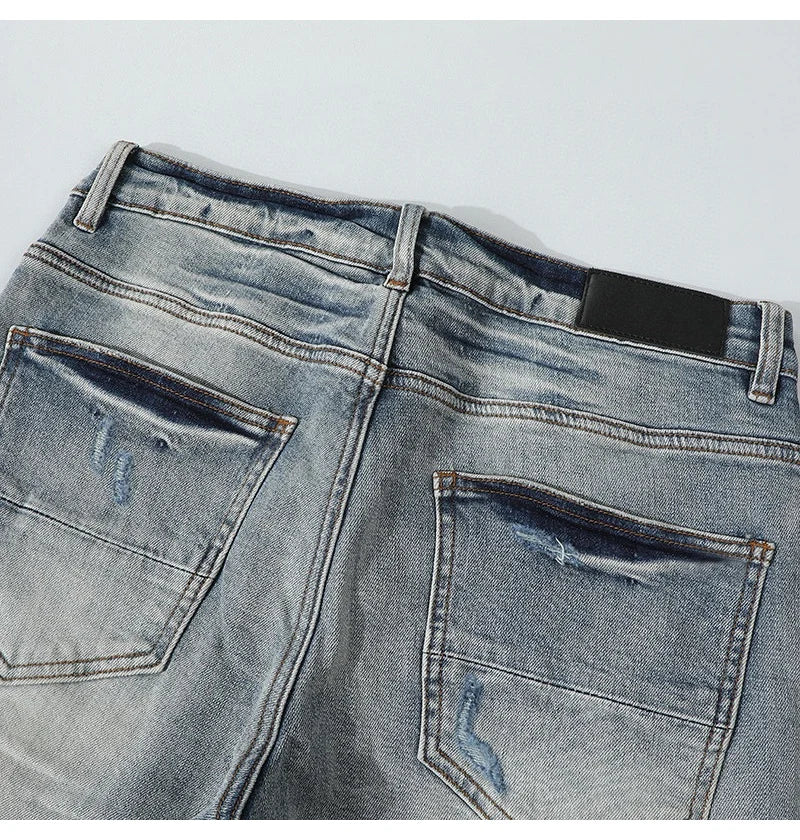 YKRON Retro Light Blue Y2K Hip Hop Jeans