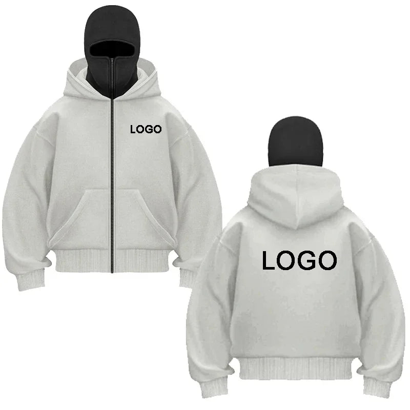 YKRON Double Hood Ninja Mask Zip-Up Hoodie