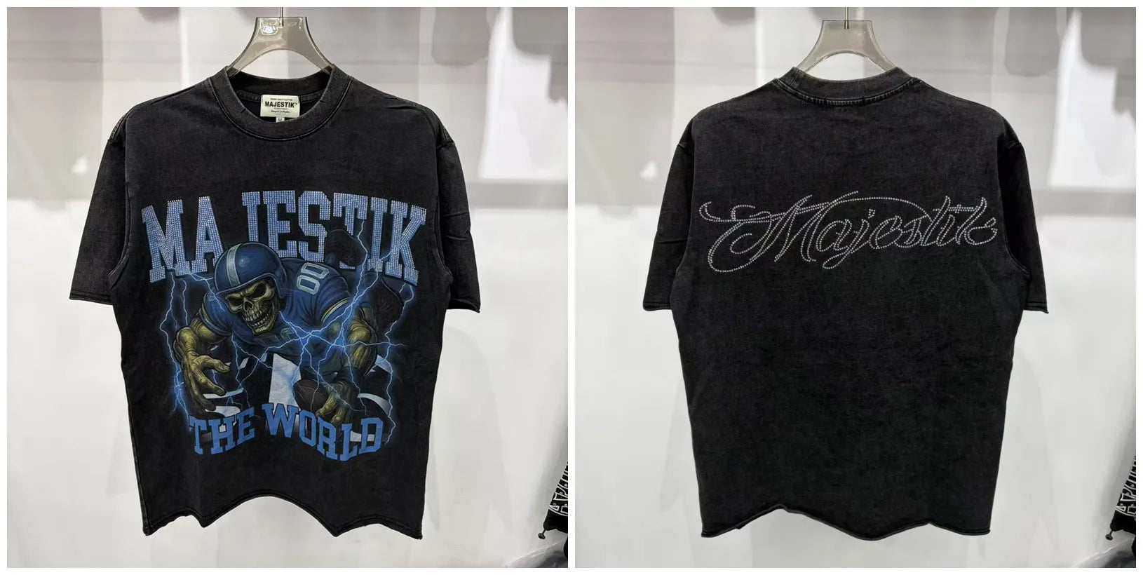YKRON Majestik Rhinestone Print Hip Hop Tee