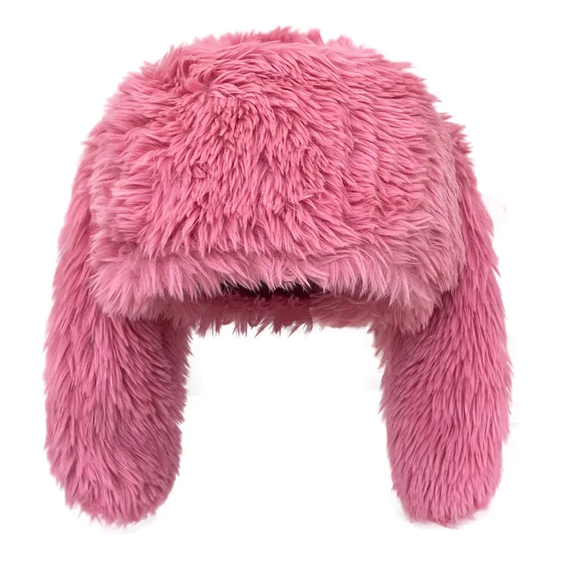 YKRON Y2K Rabbit Ears Plush Beanie